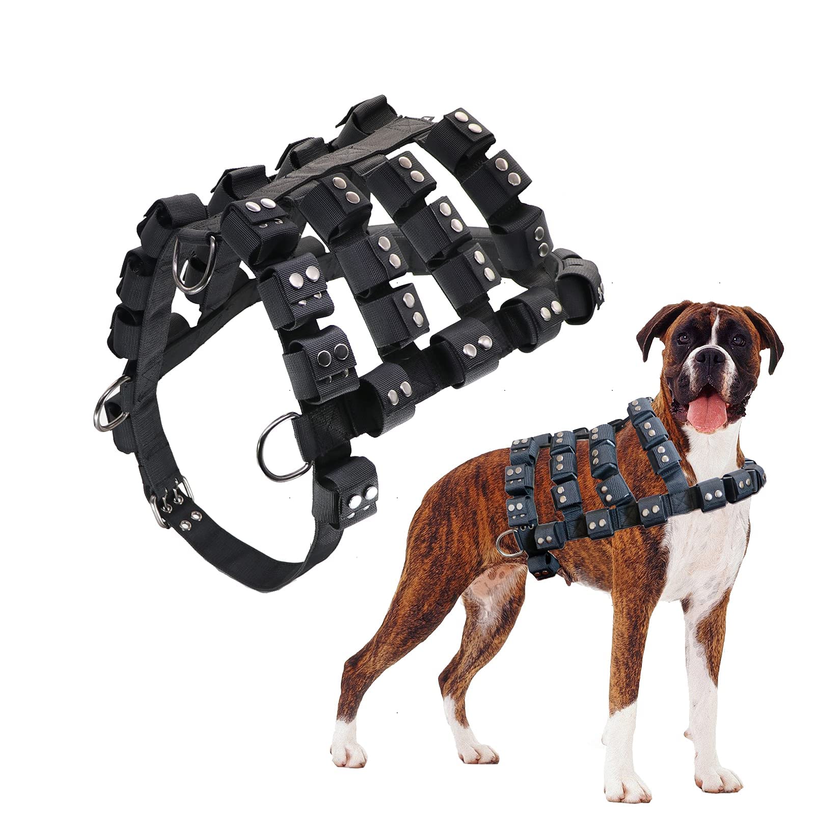 **No-Pull Dog Harness for Small, Medium & Large Dogs – Adjustable Weighted Vest for Pit Bulls & Strong Breeds – Tactical Harness with Pockets – Ideal for Weight Loss, Exercise, Walking & Muscle Training – Perfect for Outdoor Adventures & Daily Walks**