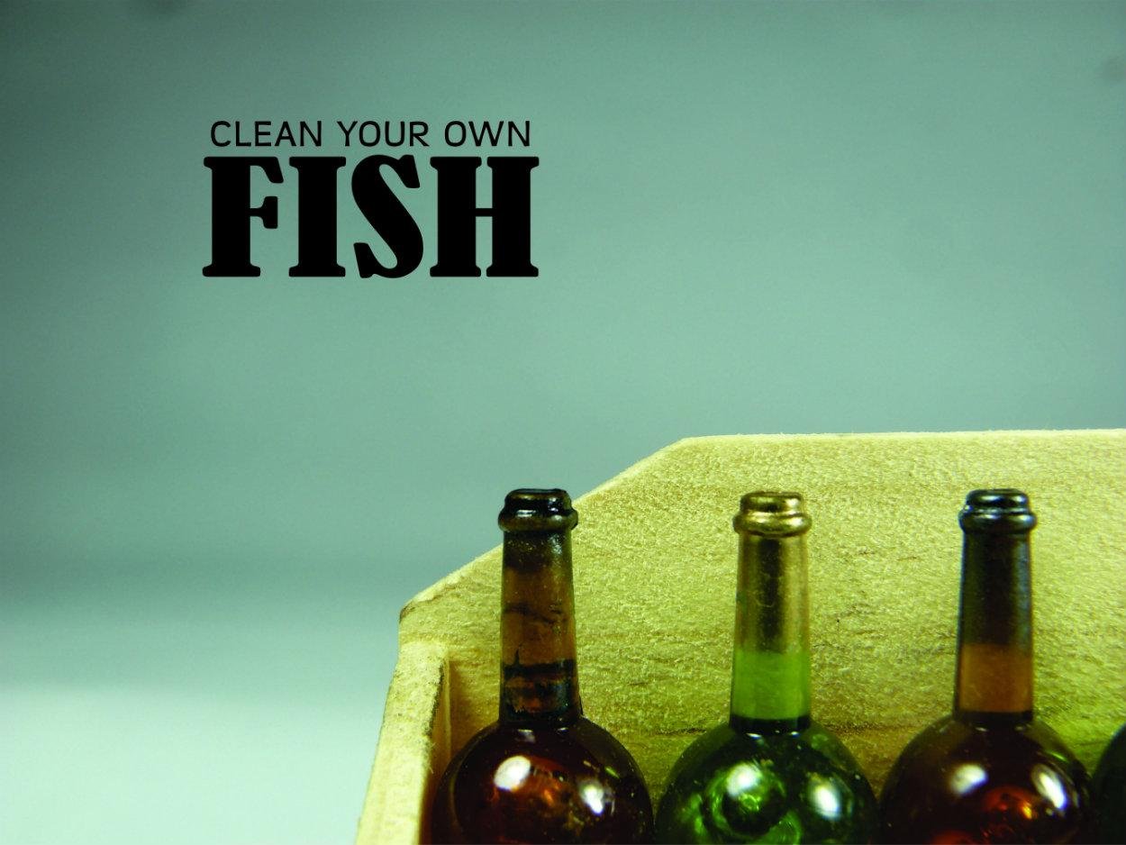 Peel & Stick Fish Cleaning Quote Wall Decal - 14x28 Inches Wildlife Outdoor Sports Home Decor Art - Perfect for Man Caves, Garages & Fishing Enthusiasts