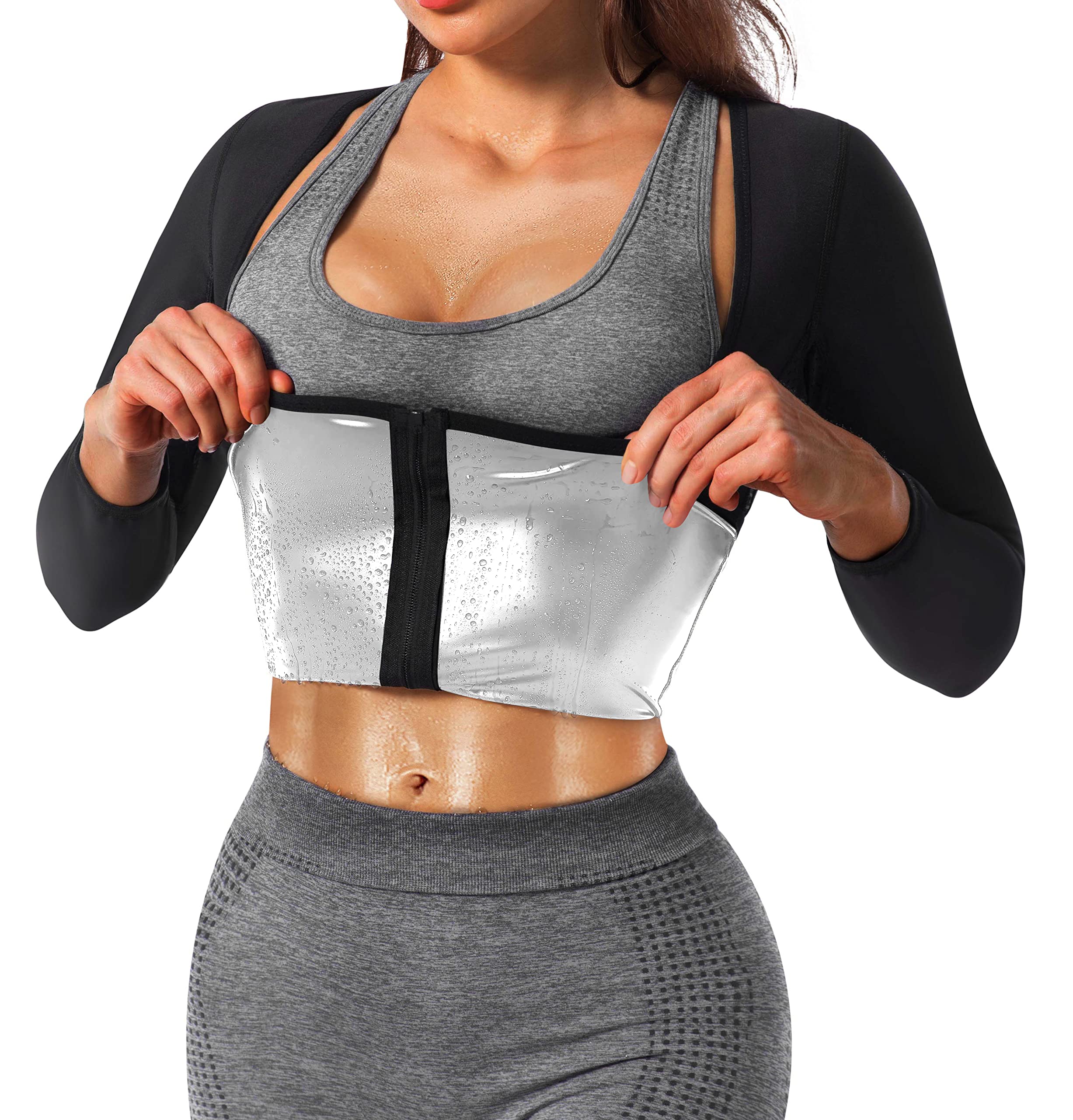 Women's Sauna Shirt for Weight Loss - Waist Trainer Sweat Vest with Zipper | Workout Body Shaper for Sauna & Fitness Training | Perfect for Gym, Hot Yoga & Home Workouts