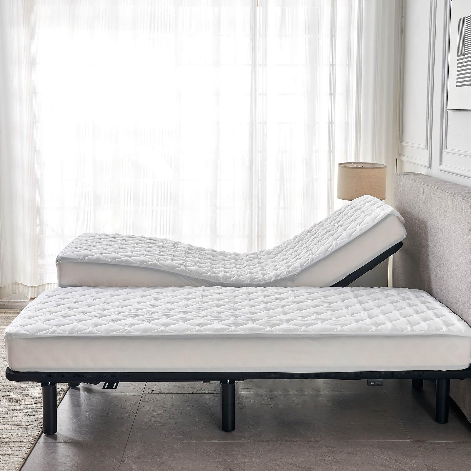 Waterproof Quilted Split California King Mattress Protector - Soft Noiseless Fitted Cover with Enhanced Elastic Pocket for Adjustable Beds (Fits 2 Cali Twin XL 36x84) - Ideal for Allergy Relief, Bedwetting Protection & Enhanced Sleep Comfort
