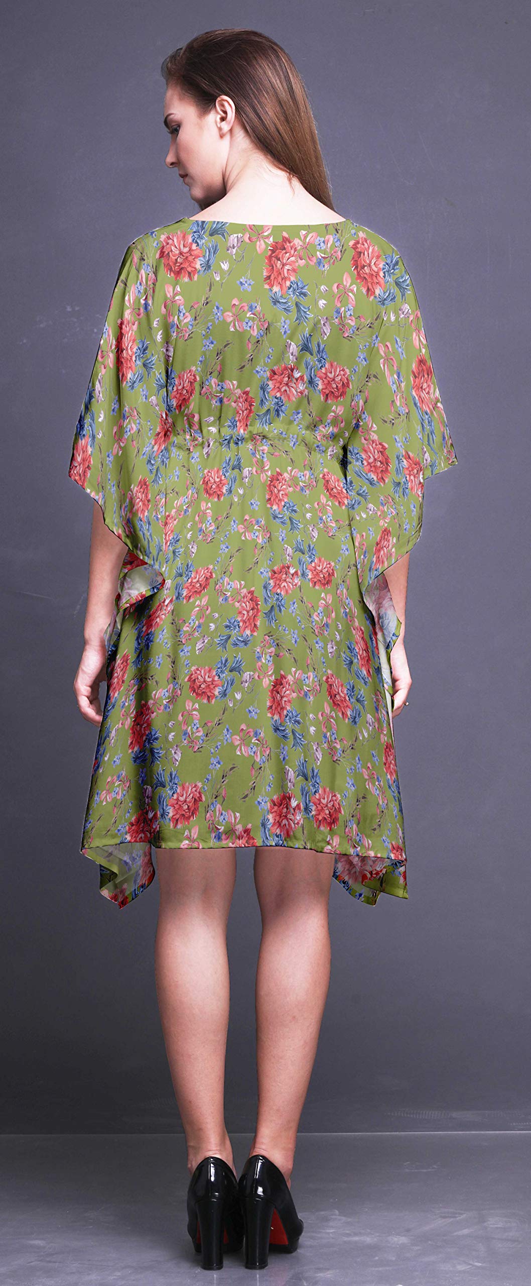 Bimba Women's Short Caftan Midi Dress - Beach Cover Up, Swimwear Wrap, Boho Summer Dress for Pool, Vacation & Resort Wear