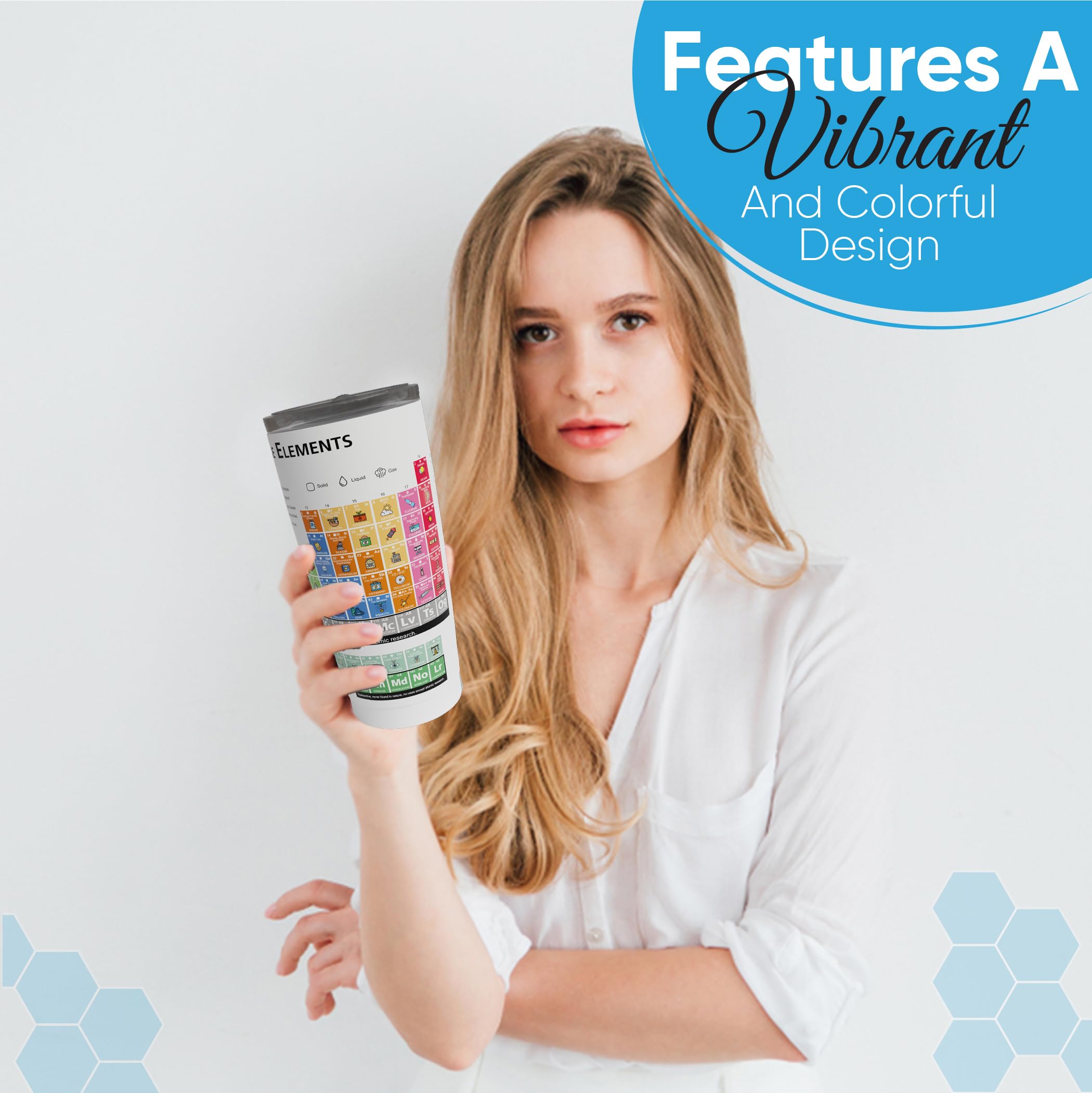 Zastic! 20oz Stainless Steel Vacuum Insulated Periodic Table Tumbler - Science & Chemistry Travel Mug for Hot & Cold Drinks - Perfect Gift for Students, Teachers & Chemists - Ideal for School, Lab & Outdoor Adventures