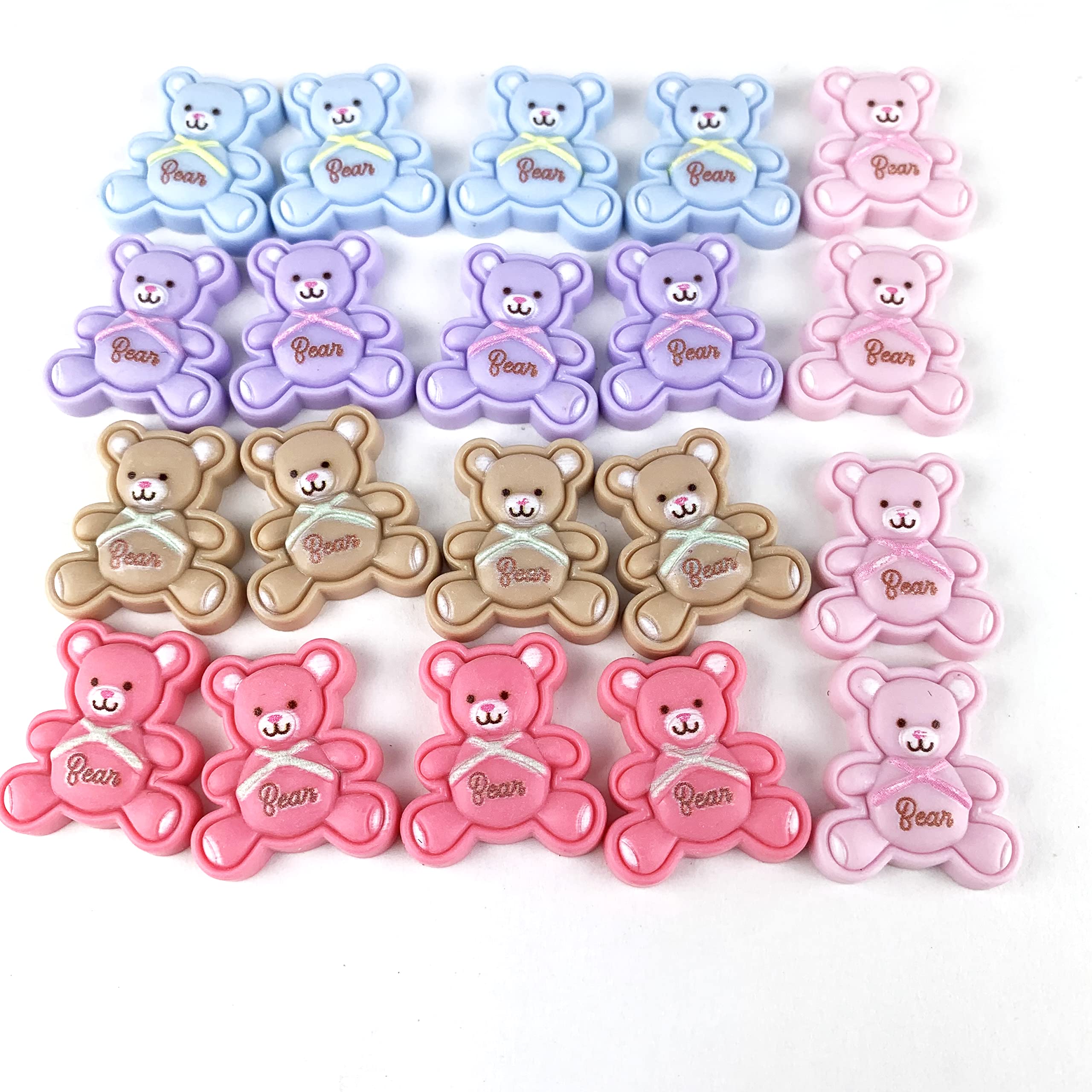 Mini Flatback Cabochon Bear Charms - 20PC Resin Decor for DIY Crafts & Scrapbooking