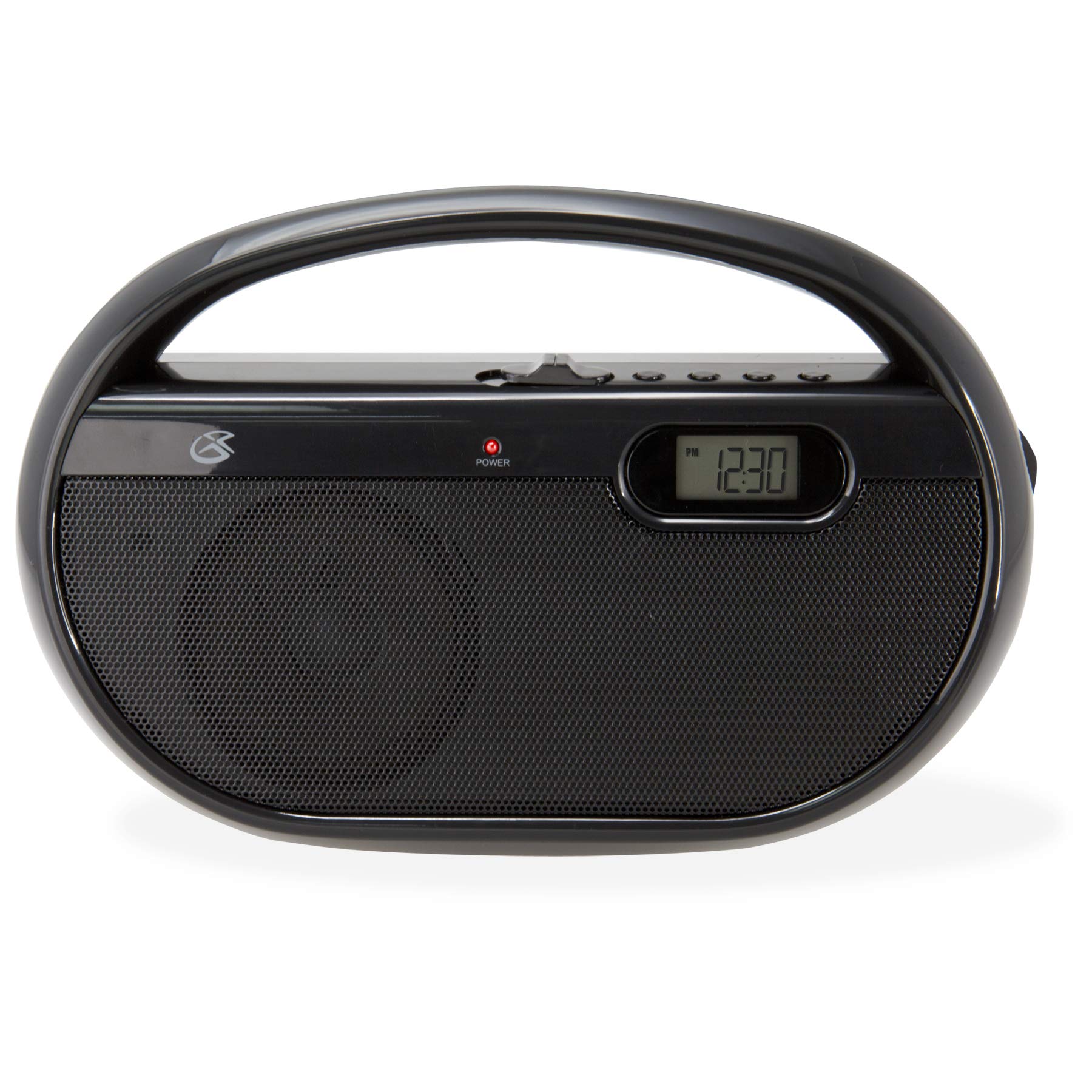 GPX R602B Portable AM/FM Radio with Digital Clock, Line Input & Headphone Jack - Compact Black Radio for Home, Office, Travel & Emergency Use