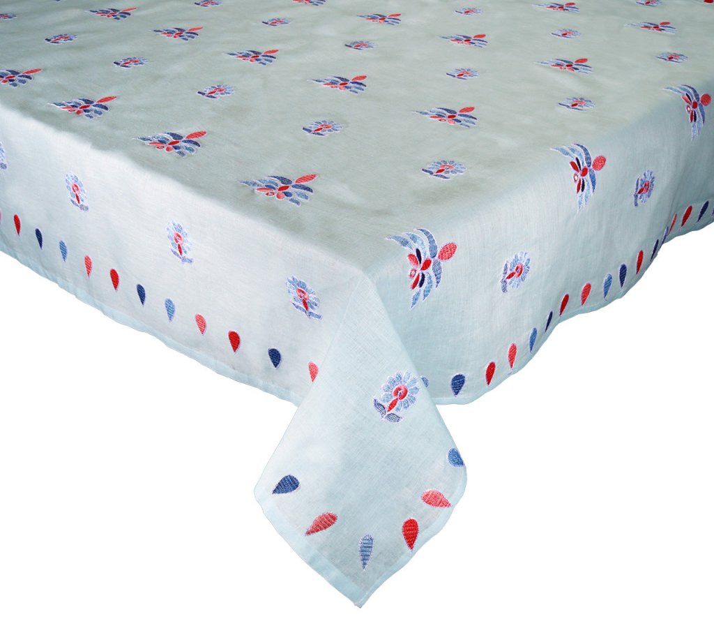 Sky Blue Lima Tablecloth - Elegant & Durable Cotton Table Cover for Dining, Parties & Home Decor