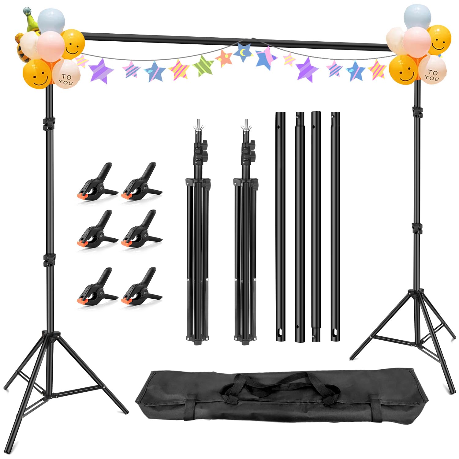 10x6.5 ft Adjustable Photo Backdrop Stand - Heavy Duty Background Support for Photography, Video Streaming, Parties & Events - Perfect for Photo Booths, Projector Screens, Portraits & Home Theater Setup
