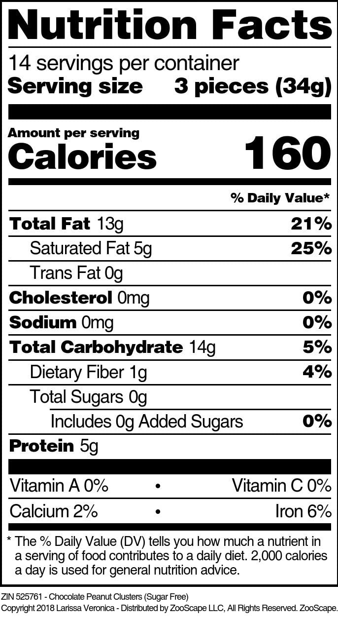 Sugar Free Chocolate Peanut Clusters - 16oz (ZIN: 525761) | Keto-Friendly Snacks, Low Carb Dessert for Diabetics & Healthy Lifestyle - Perfect for Gifts, Parties & Movie Nights