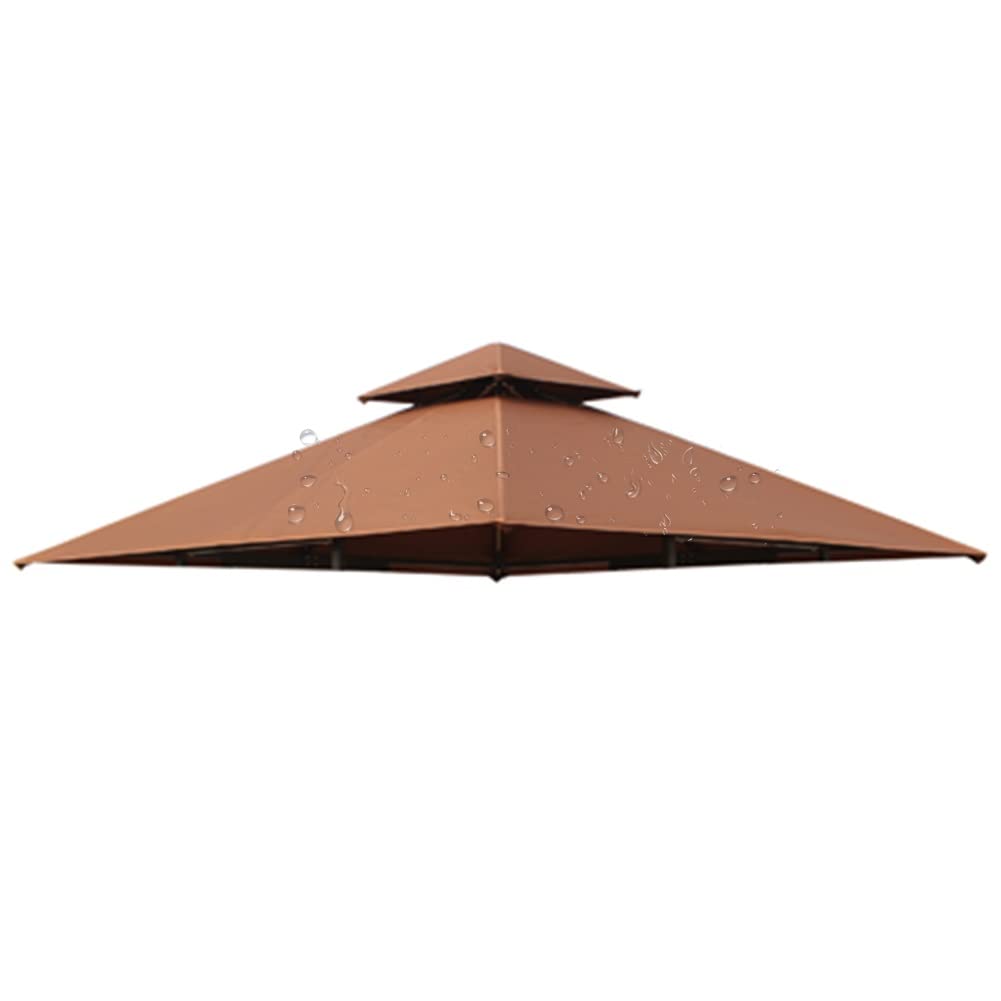 **Etlegor 3x3m Brown Waterproof Gazebo Replacement Top - Double Tiered BBQ Tent Canopy Cover, Durable & Colorfast Outdoor Grill Shelter for Patio, Garden, and Backyard Gatherings**