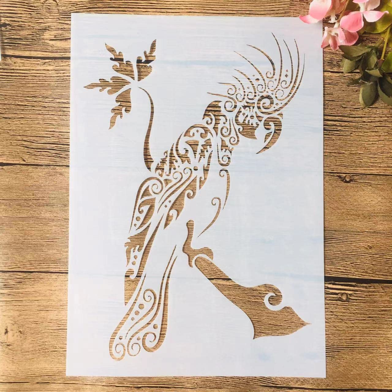 Reusable A4 29cm Mandala Parrot Tree Stencil for DIY Painting, Wall Art & Home Decor | Perfect for Canvas, Fabric & Wood Crafts