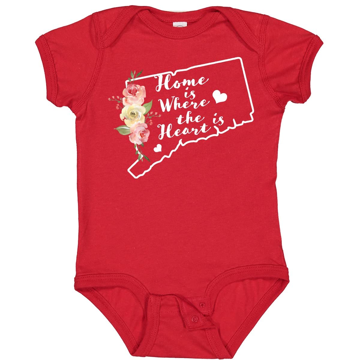 Inktastic Connecticut Home is Where The Heart is Watercolor Baby Bodysuit - Soft Cotton Infant Onesie for Newborns & Toddlers - Perfect for Family Photos, Holidays & Everyday Wear