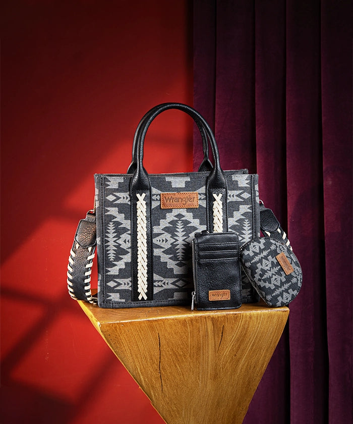 Wrangler Aztec Print Tote Bag Set - Stylish & Durable Cotton Tote Bags for Women - Perfect for Shopping, Beach, Travel & Everyday Use