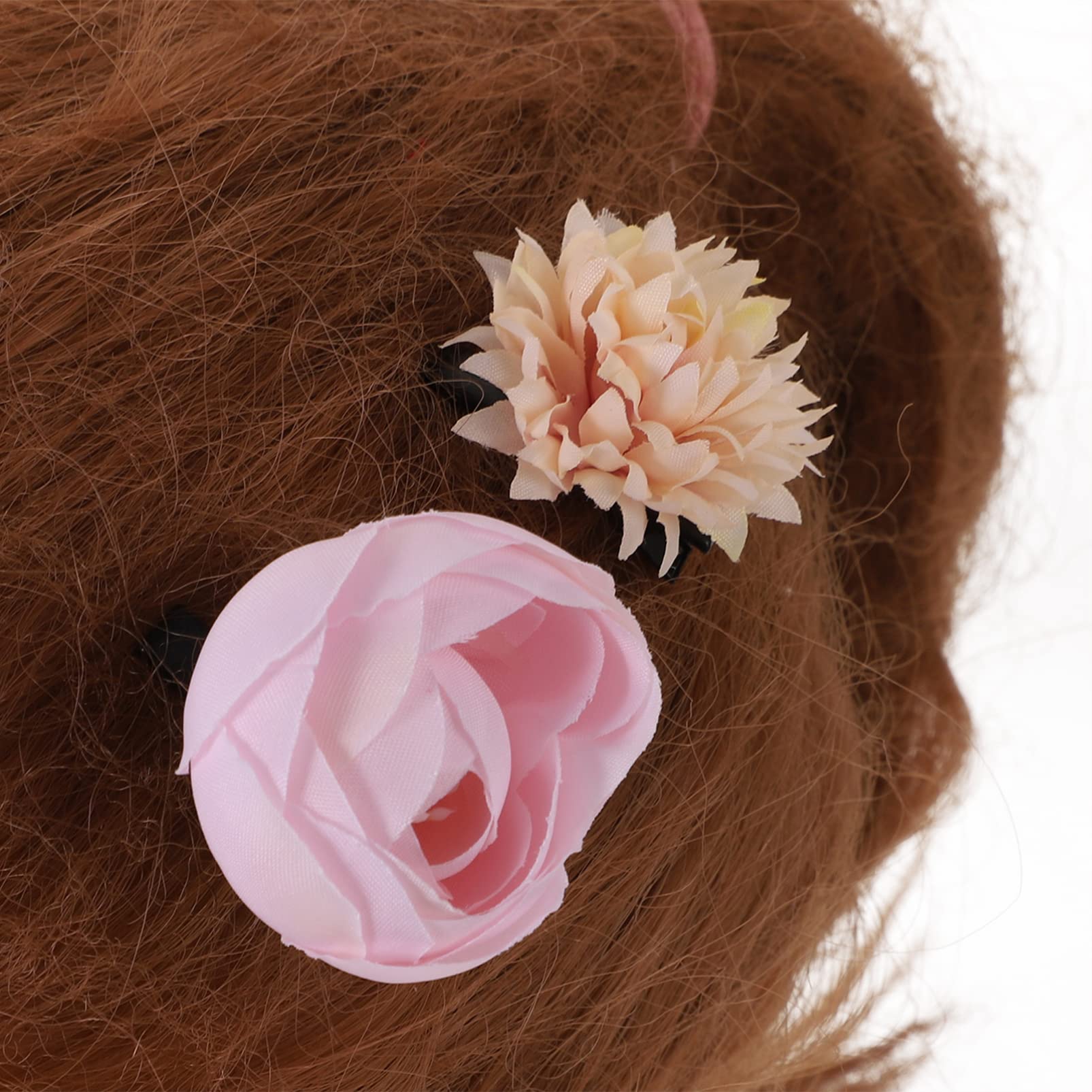 LALAFINA 21pcs Boho Flower Hair Clips Set - Alloy Hair Claw Clips with Silk Flowers, Hair Bows & Brooch Pins for Women, Girls, Brides - Perfect for Weddings, Parties, Festivals & Everyday Boho Style