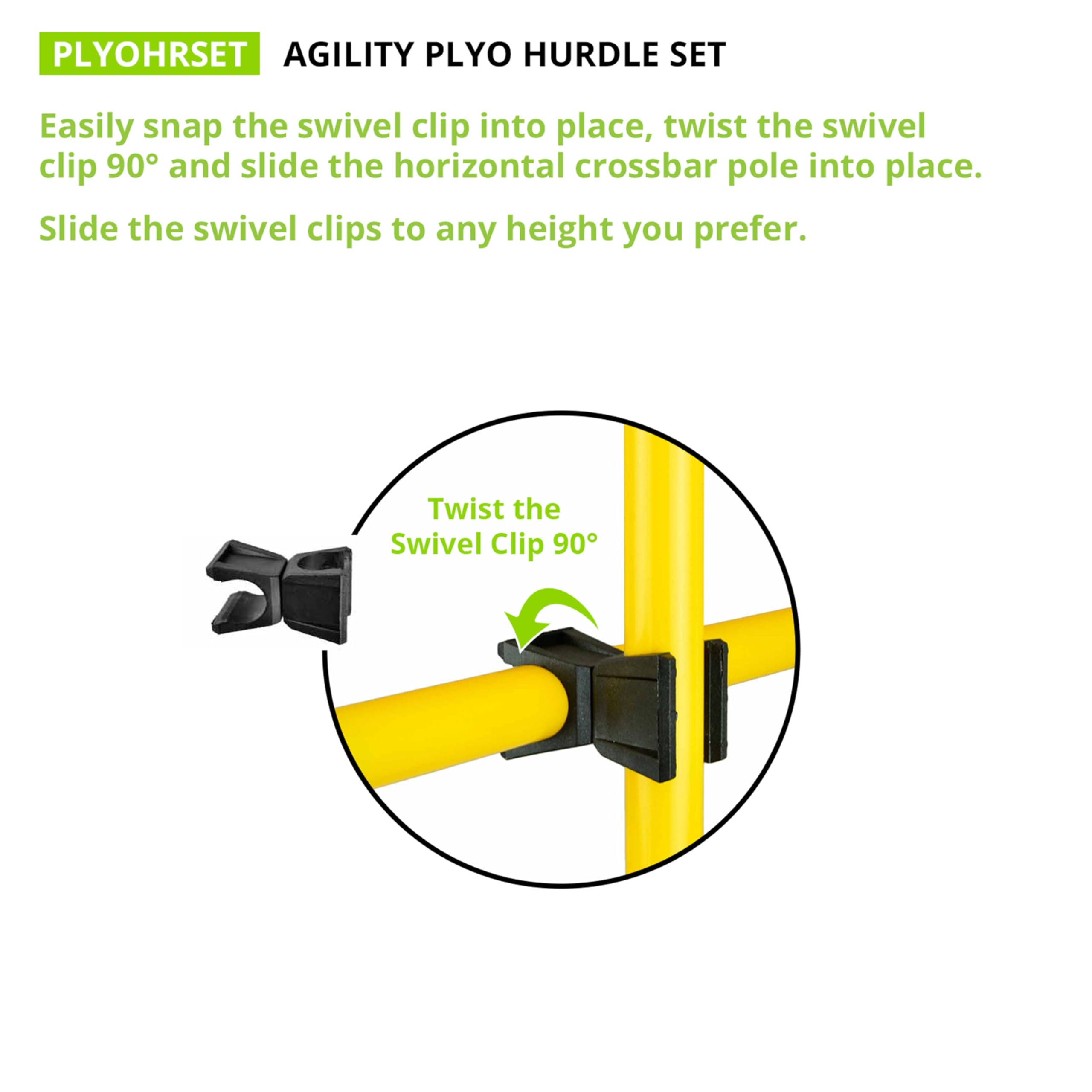 Champion Sports Agility Hurdle Set - Adjustable Training Equipment for Speed & Agility Drills - Perfect for Football, Soccer, Track & Field Practice (Yellow)