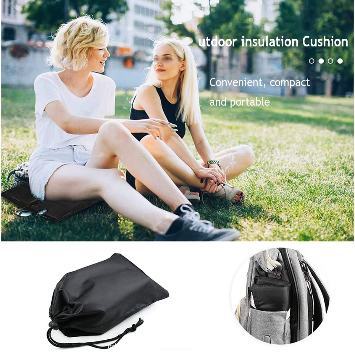 Waterproof Foldable Stadium Seat Cushion - Outdoor Camping, Picnic, Travel & Backpacking Pad - Comfortable Bleacher Seat for Sports Events, Hiking & Beach Use (Gray)
