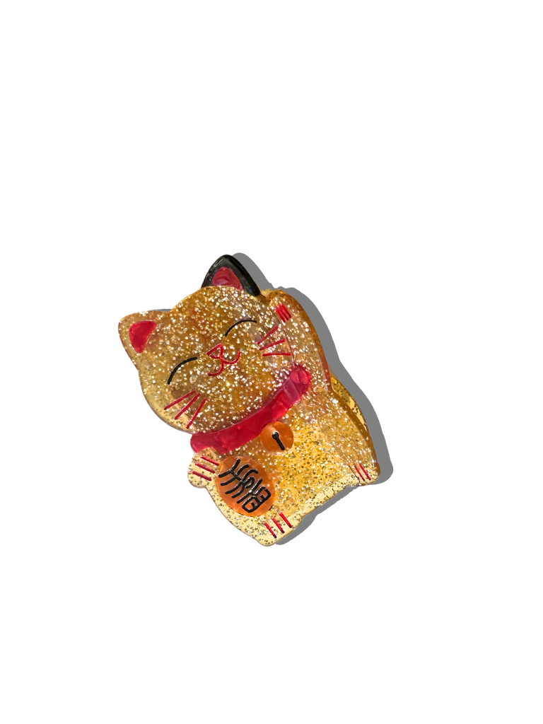 Hand Painted Lucky Cat Claw Hair Clip - Cute Japanese Maneki Neko Hair Accessory for Women & Girls - Perfect for Parties, Cosplay, and Everyday Fashion