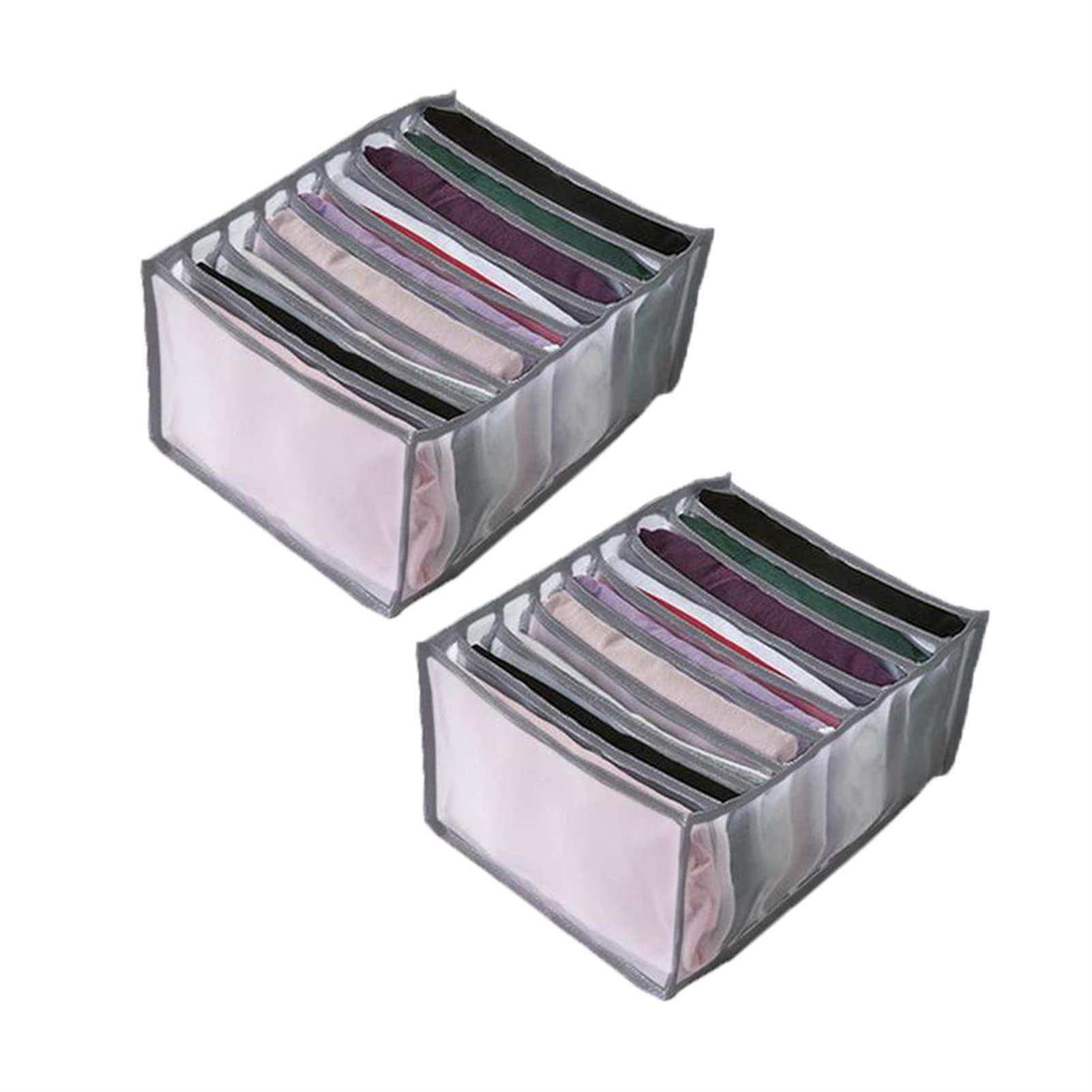 2PCS Foldable Clothes Drawer Organizers - Wardrobe Storage Bins for Thin Jeans, Leggings, T-Shirts, Bras, Underwear & Socks | Perfect for Bedroom Closet, Dorm Room & Travel Organization