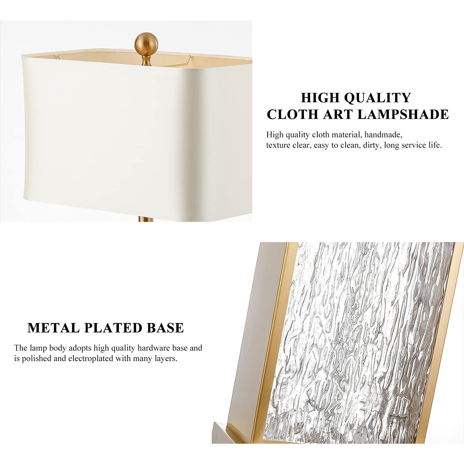 Modern Luxury Glazed Glass Table Lamp with Metal Base - Elegant Bedside Lighting for Bedroom & Living Room - Perfect for Reading, Relaxing & Home Decor
