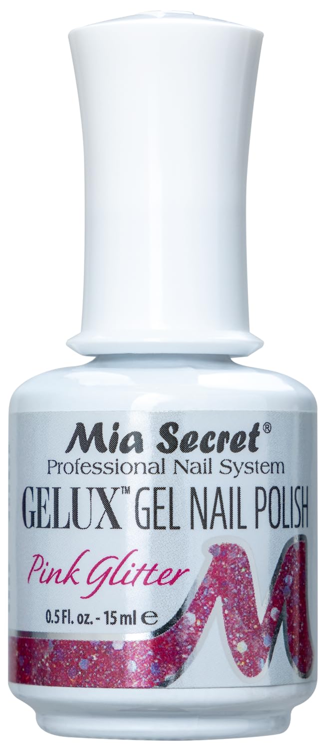 Mia Secret Gelux Soak Off Gel Nail Polish - Pink Glitter UV LED Lamp Cured Long Lasting Gel Polish for Salon & Home Manicure - Perfect for Nail Art, French Tips & Special Occasions