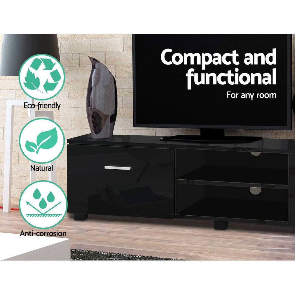 Artiss 140cm Black TV Stand Entertainment Unit with Storage - Modern TV Cabinet for Living Room, Bedroom & Home Theater Setup