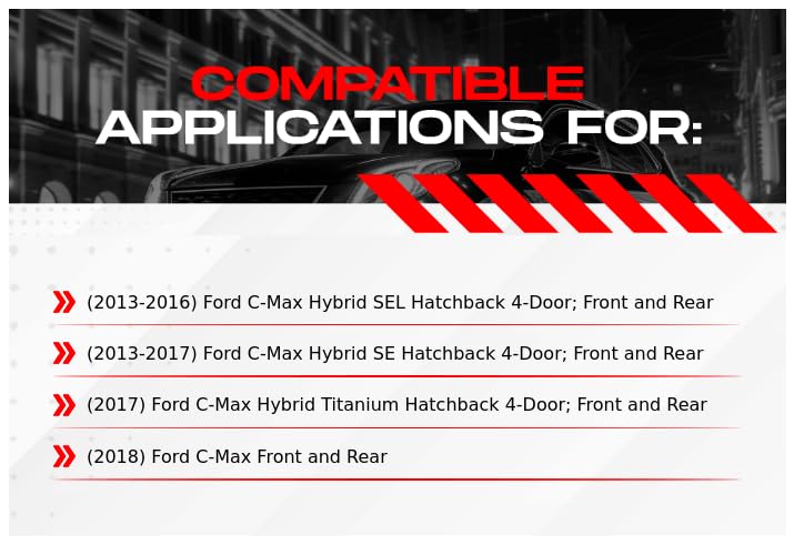 R1 Concepts Premium Ceramic Brake Pads and Rotors Kit - Front & Rear Brake Set for 2013-2018 Ford C-Max | High-Performance Braking for Daily Commuting & City Driving