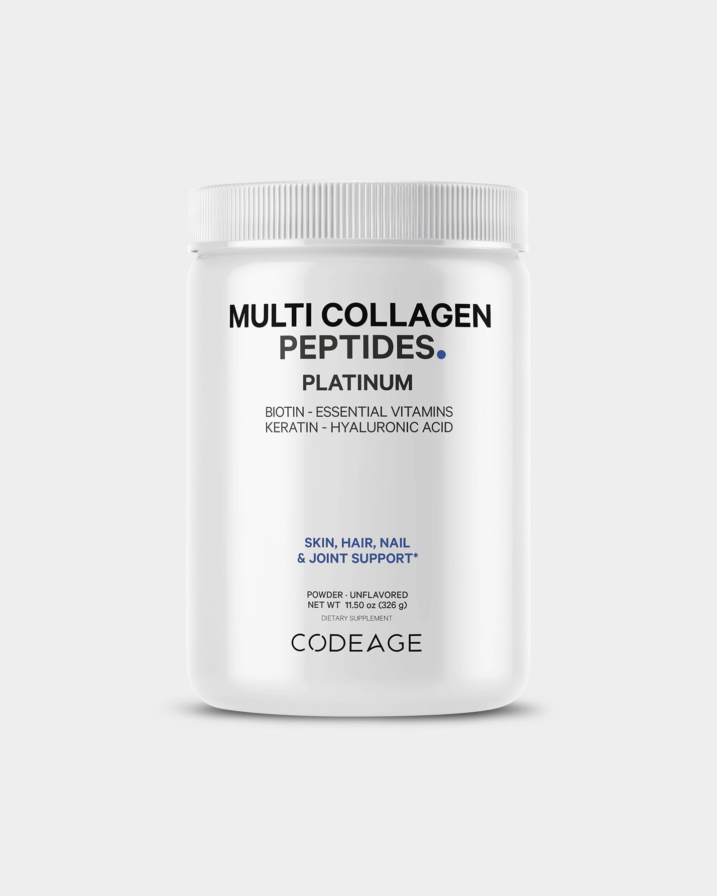 Codeage Platinum Multi Collagen Peptides Powder Supplement - Hydrolyzed Collagen for Skin, Hair & Joint Support - Unflavored Protein Powder for Smoothies, Coffee & Baking (30 Servings)