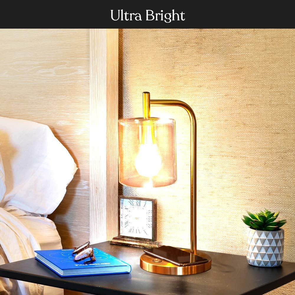 Brightech Elizabeth Wireless Charging Table Lamp with USB Port - Vintage Brass Gold LED Desk Lamp for Bedroom, Living Room & Office - Perfect Nightstand Reading Lamp & Bedside Lighting with Smartphone Charging Station
