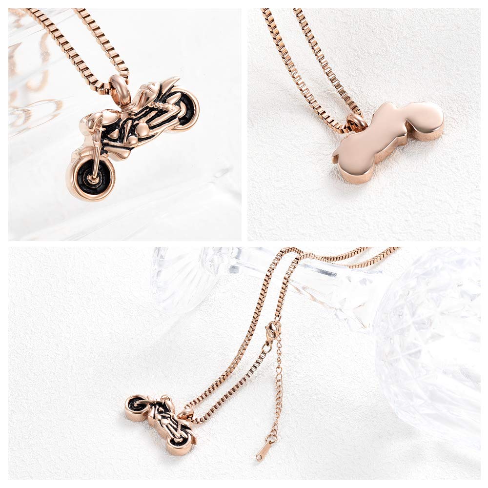 Motorcycle Urn Necklace for Ashes - Stainless Steel Cremation Jewelry Pendant for Men & Women - Memorial Keepsake Gift for Bikers & Motorcycle Lovers - Perfect for Honoring Loved Ones on Rides & Special Occasions