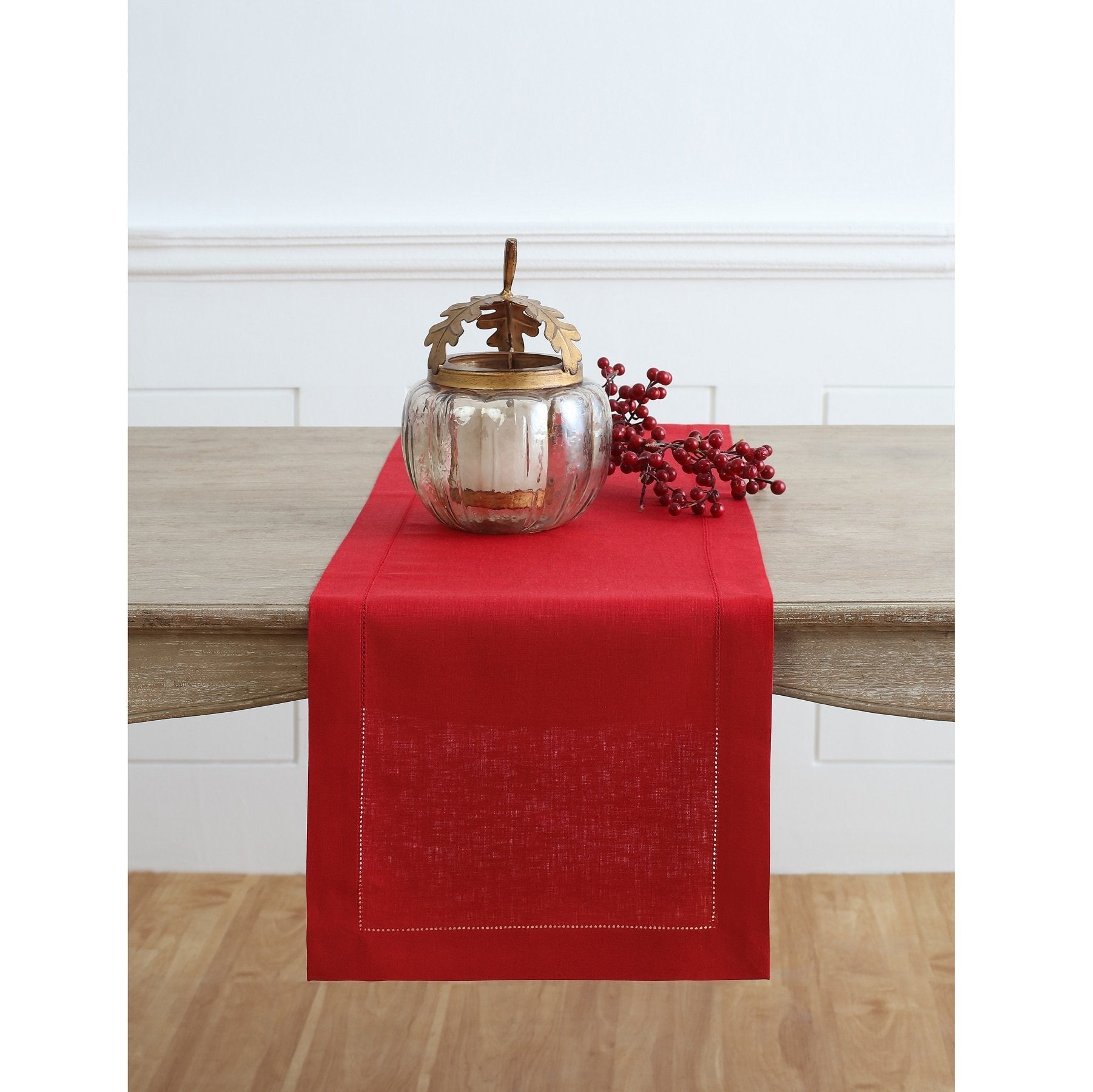 Elegant Classic Hemstitch Table Runner - Premium Linen Dining Decor for Weddings, Parties & Home Styling