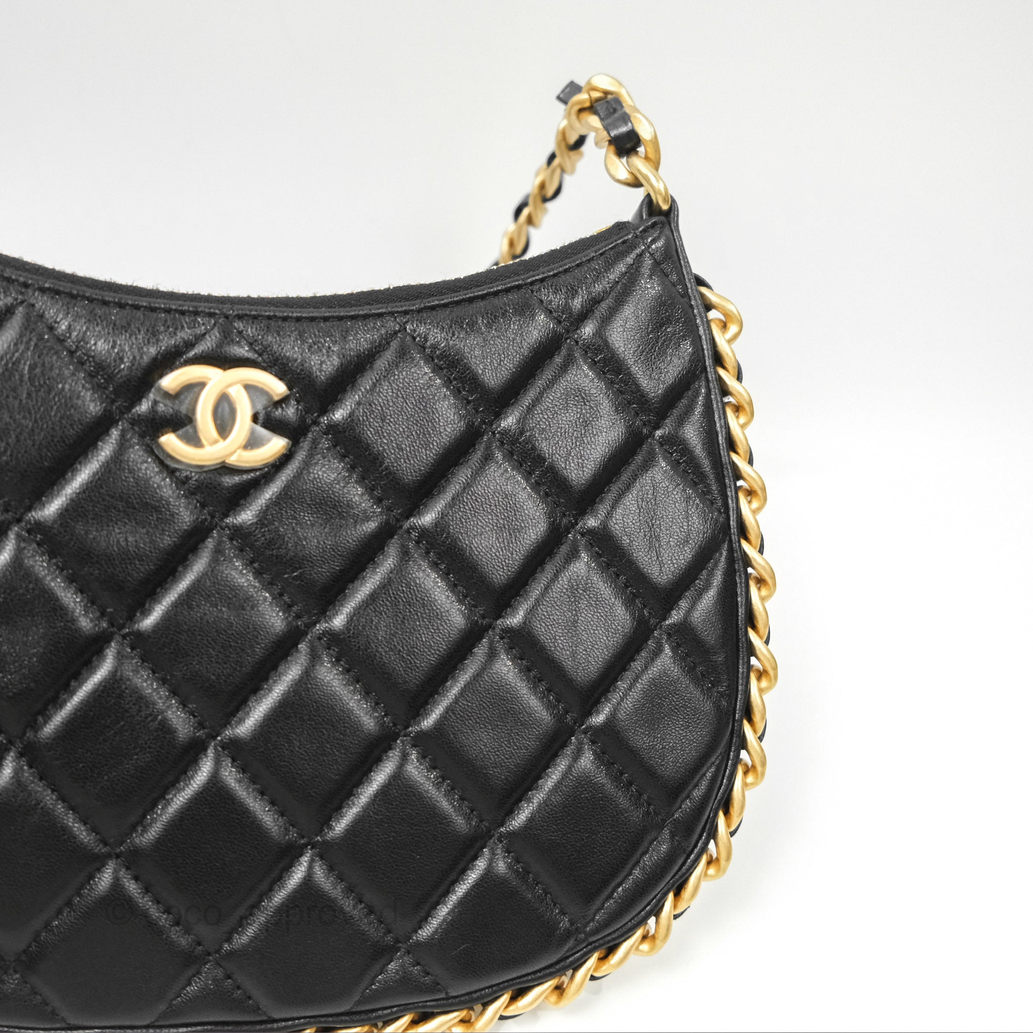 Chanel Chain Around Hobo Bag Black Lambskin Leather with Aged Gold Hardware 23B - Luxury Shoulder Bag for Women, Perfect for Evening Parties & Date Nights