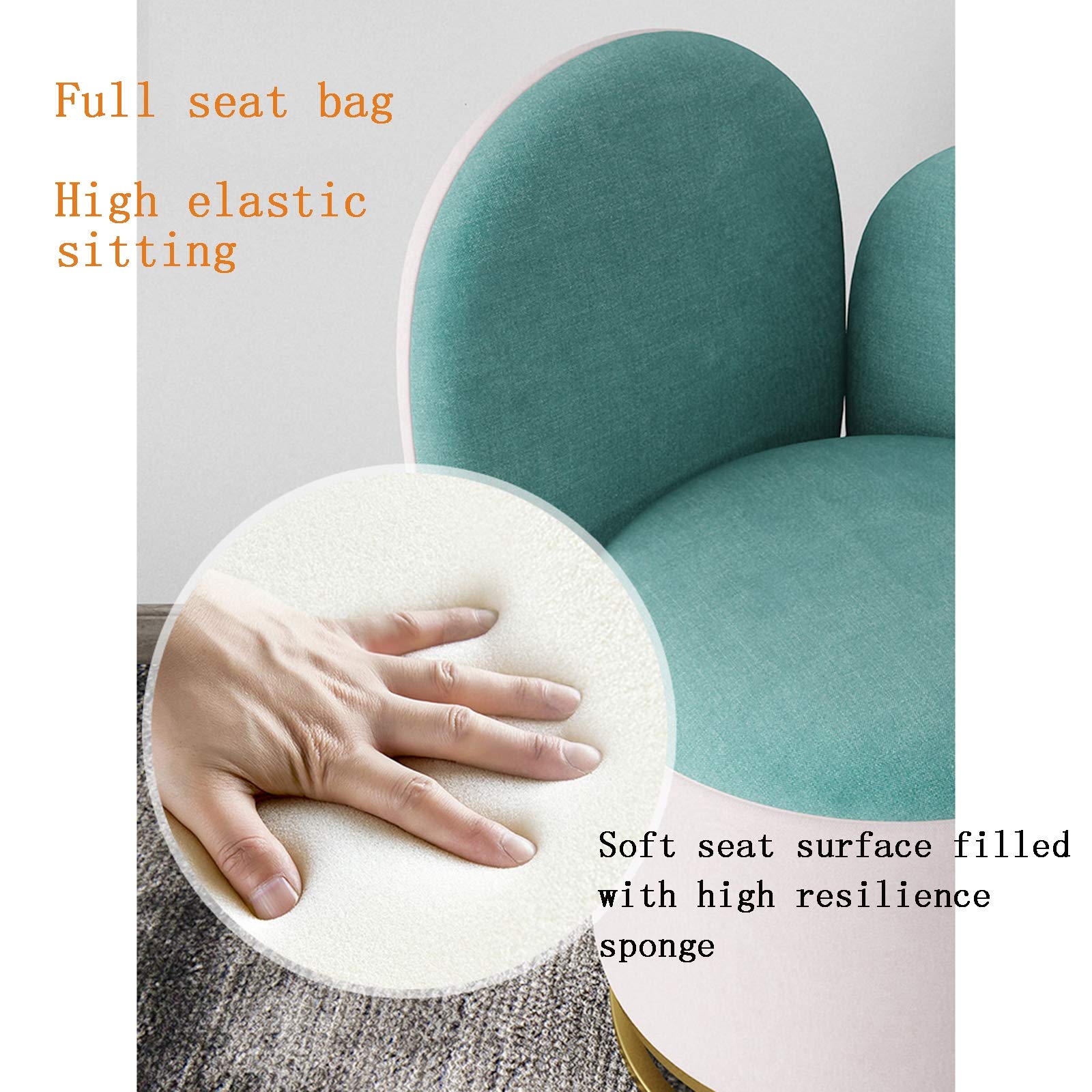 Velvet Upholstered Accent Chair with Brass Gold Metal Legs - Modern Vanity Makeup Chair for Bedroom, Dressing Room & Lounge | Elegant White Leisure Seating for Women's Dressing Table, Boudoir & Beauty Salon