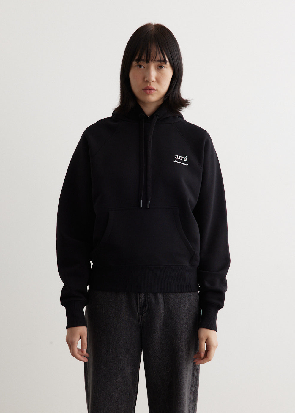 Black Ami Am Hoodie - USW224 747 001 - Stylish & Comfortable Pullover for Men & Women - Perfect for Casual Wear, Street Fashion & Outdoor Activities