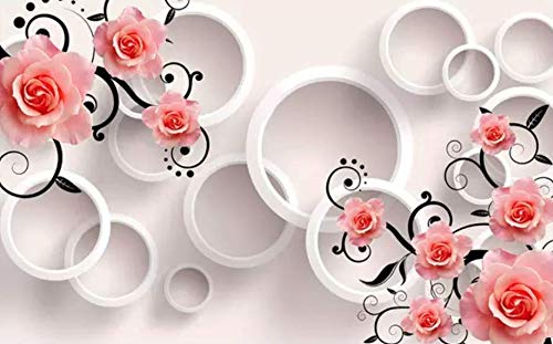 3D Pink Rose Flower Wallpaper - Luxury Peel and Stick Wall Mural for Living Room, Bedroom & Hotel Decor | Custom Size Jewelry Background Wall | Perfect for TV Sofa Backdrop & Children's Room Design