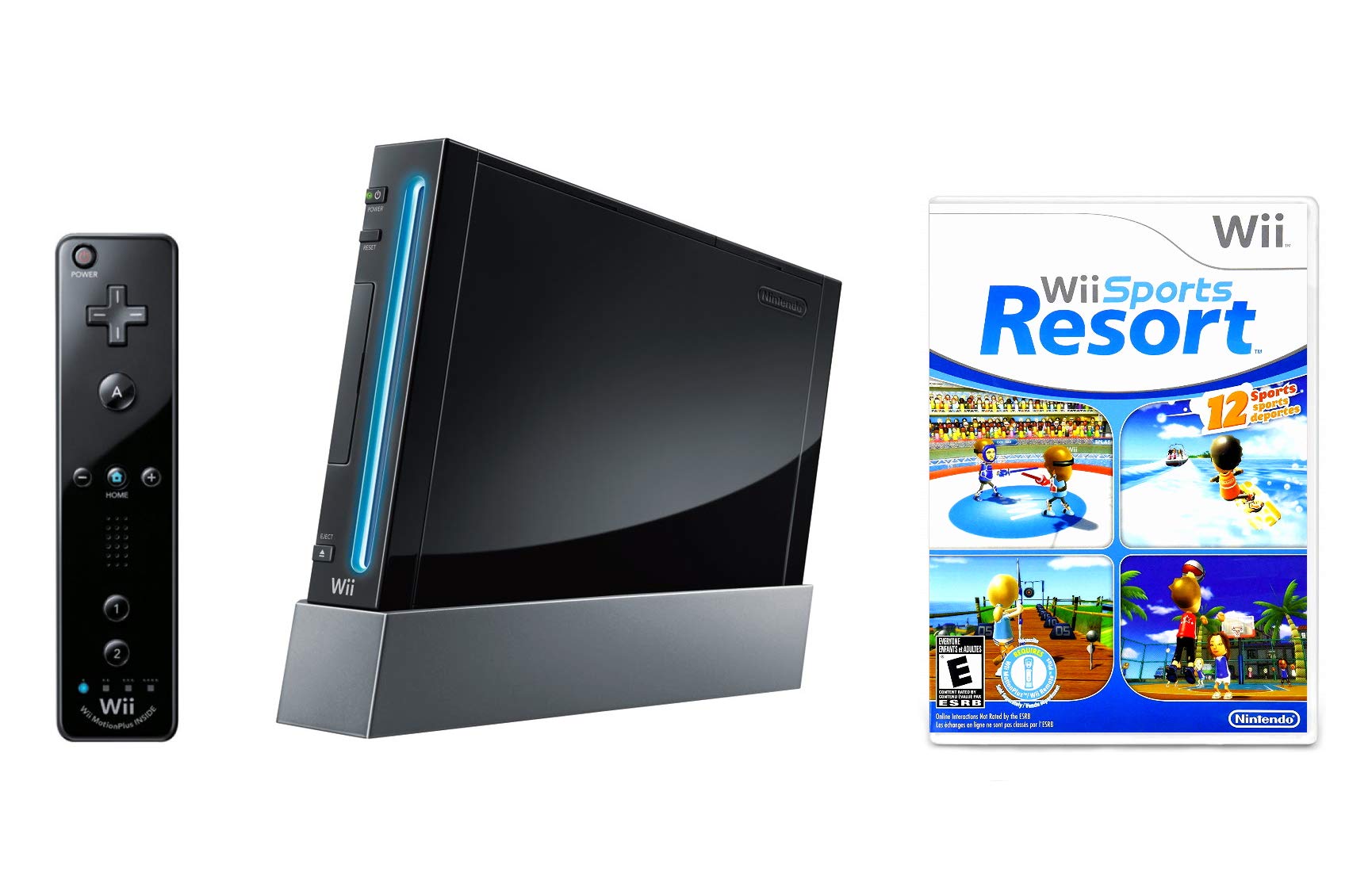 Refurbished Nintendo Wii Console Black with Wii Sports Resort - Perfect for Family Game Nights & Retro Gaming Fun