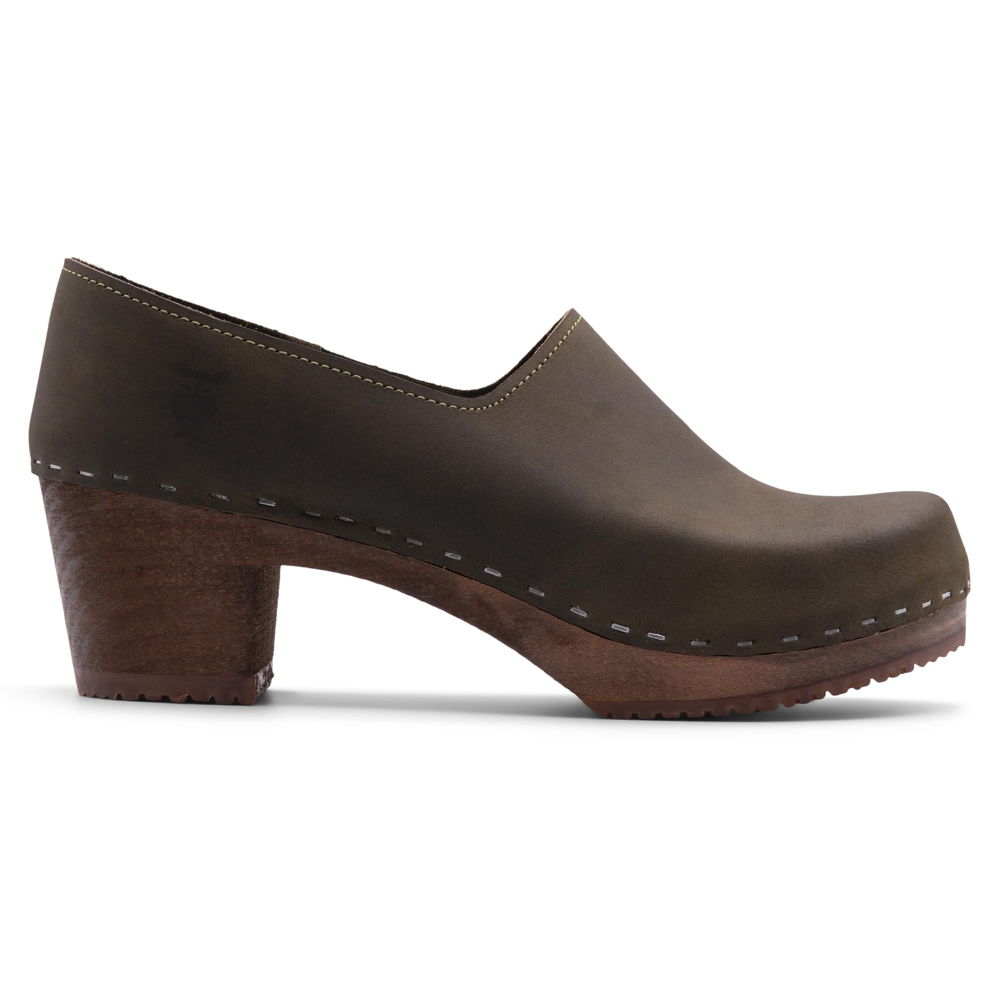 Sandgrens Handmade Swedish High Heel Wooden Clogs for Women - Bridget Style Comfortable Closed-Back Clogs | Perfect for Nurses, Teachers & Fashionable Everyday Wear