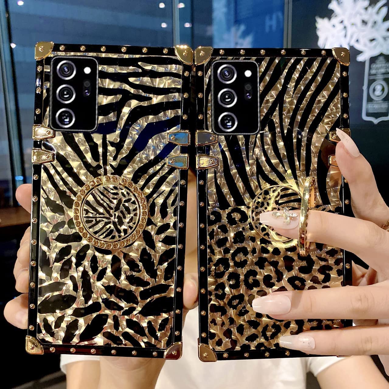 Samsung Galaxy A20 30 Case - Fashion Glitter Bling Leopard Print Soft Phone Cover with Finger Ring Grip & Kickstand for Women Girls | Perfect for Everyday Use, Travel, and Work