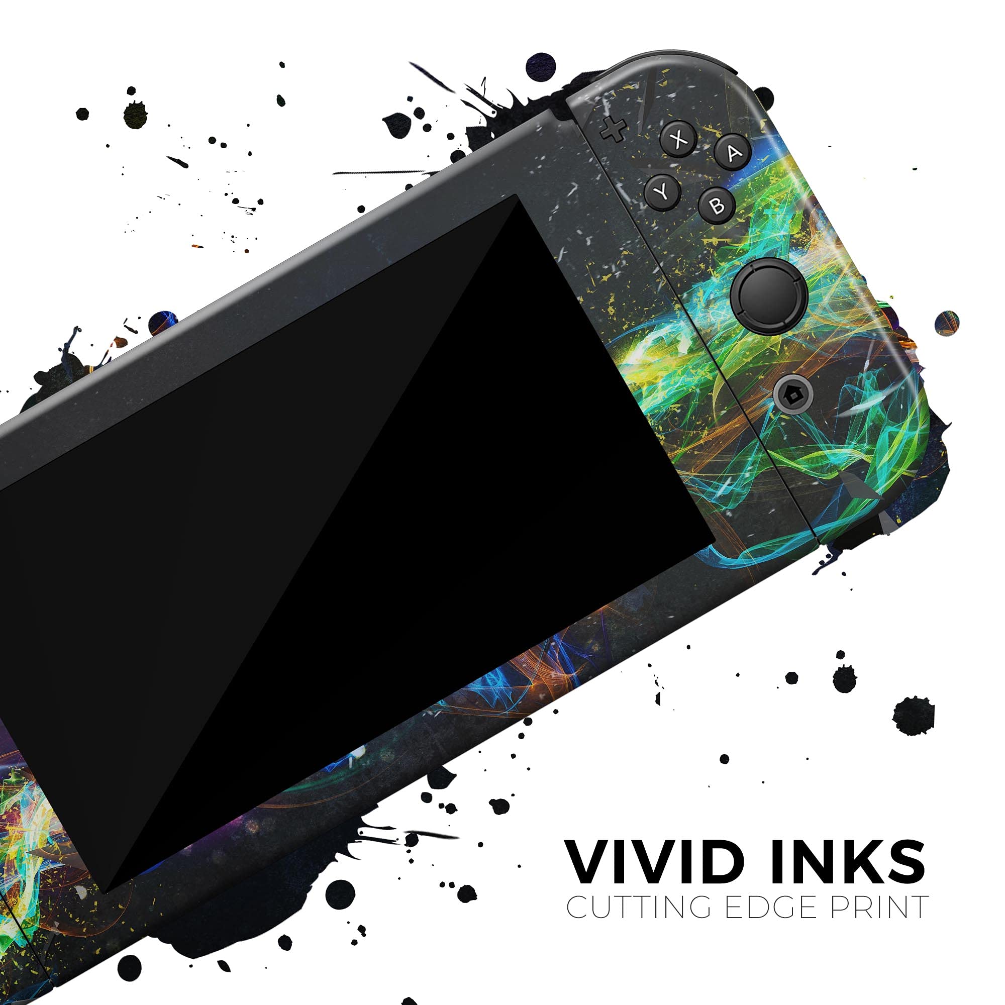 Nintendo Switch Skin Decal - Protective Scratch-Resistant Removable Vinyl Wrap Cover for Switch Console - Neon Motion Lights Design - Perfect for Gaming, Travel & Customization