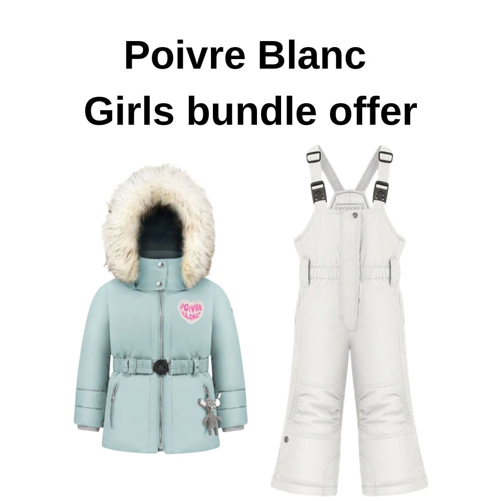 White Pepper Girls Ski Jacket & Bib Pants Set with Micro Fleece Lining - Warm Winter Snow Outfit for Kids 2-7 Years | Perfect for Skiing, Snowboarding & Outdoor Winter Activities