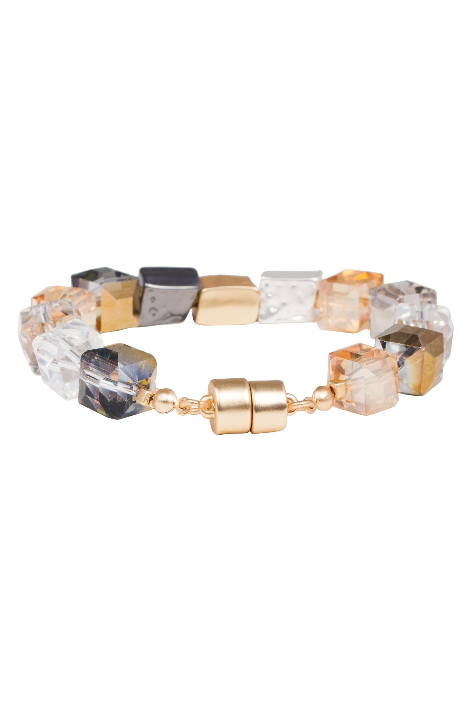 Faceted Bead & Stone Bracelet for Women - Elegant Handmade Gemstone Jewelry - Perfect for Boho Style, Gift Giving & Everyday Wear