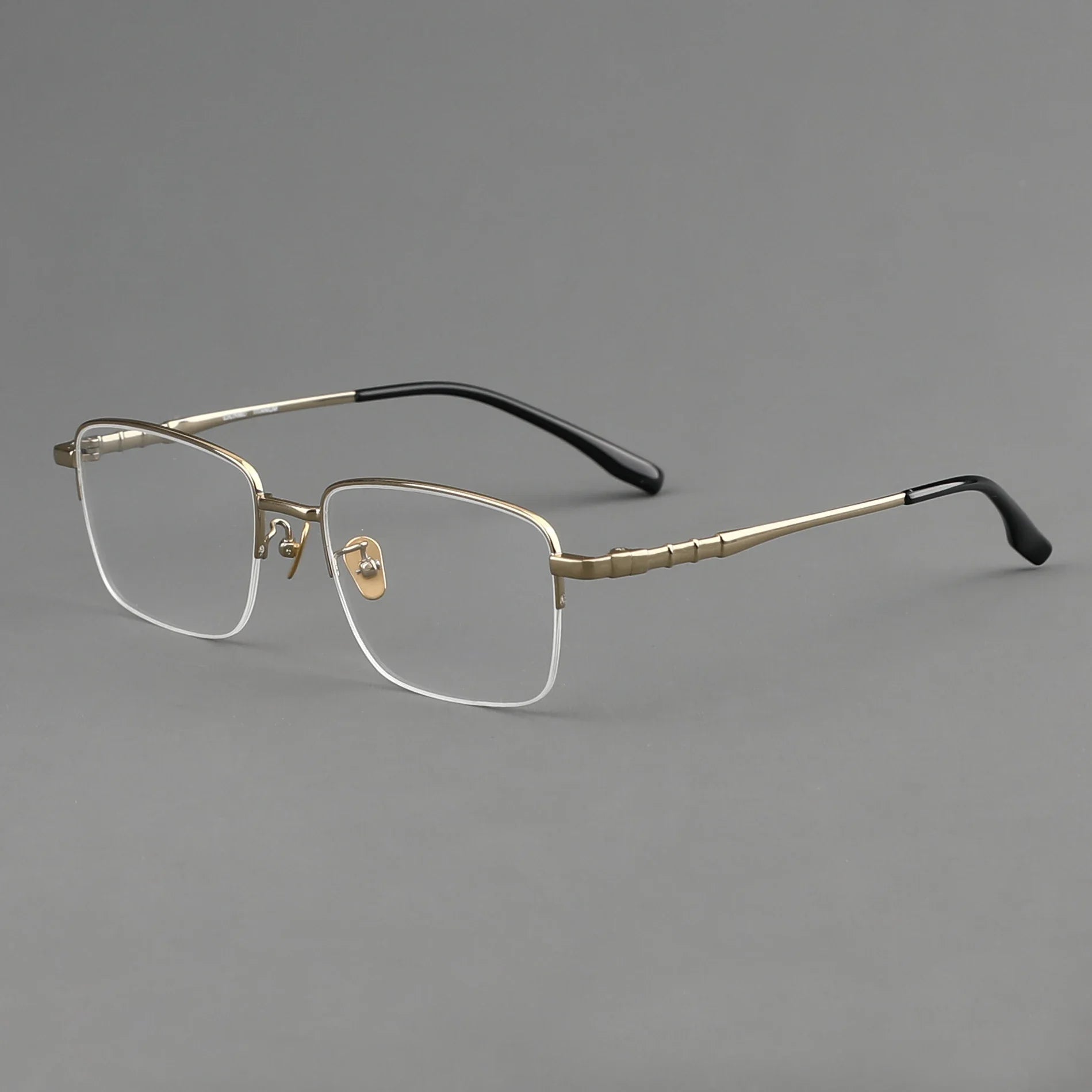 Aror Men's Semi-Rimless Square Titanium Eyeglasses Frame 10189 - Lightweight & Durable for Work, Reading & Everyday Use
