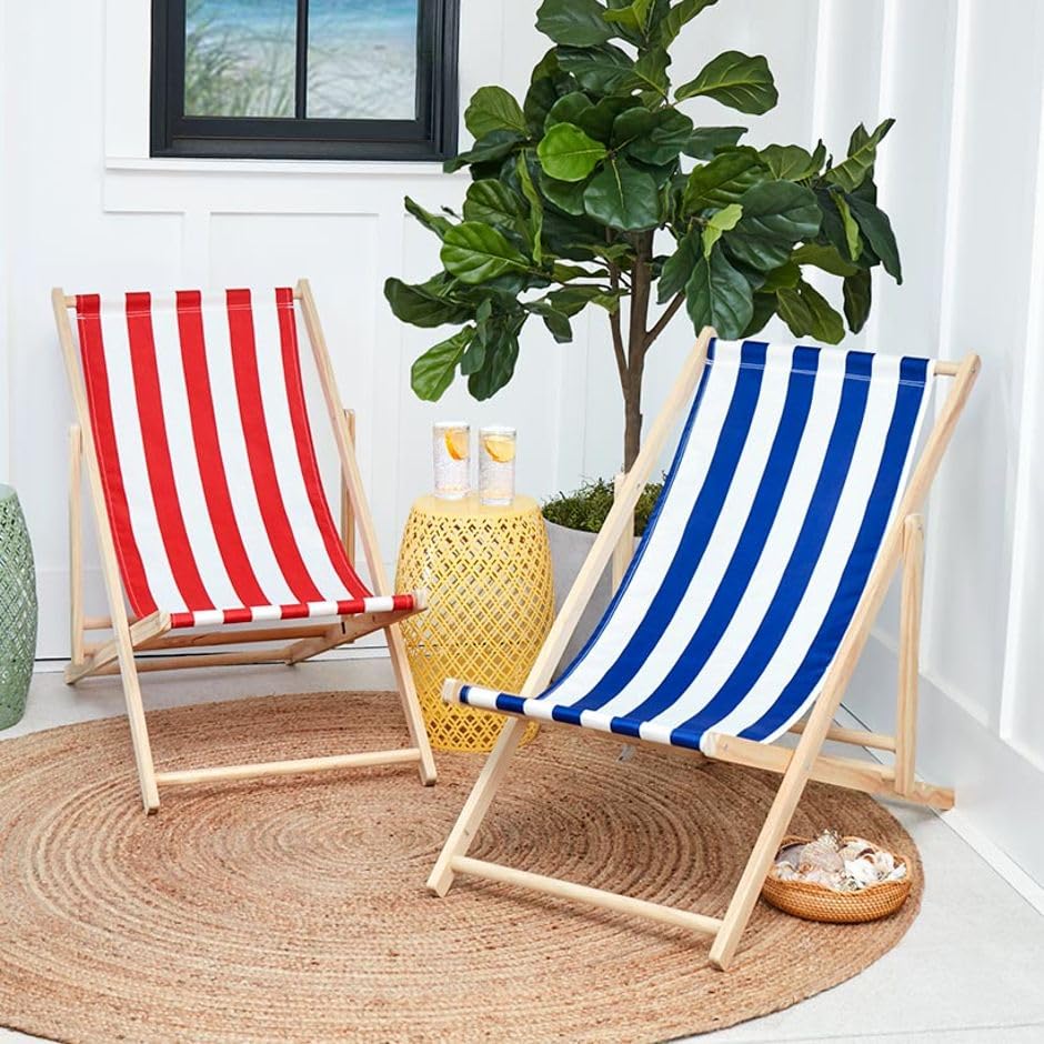 Lakeside Collection Outdoor Sling Chair - Comfortable Patio Lounge Chair with Durable Fabric - Perfect for Poolside, Backyard, and Beach Relaxation (Red)