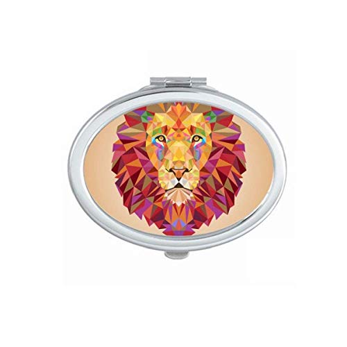 DIYthinker Colorful Lion Animal Embroidery Box Stitching Mirror - Portable Foldable Double-Sided Makeup Mirror for Travel, Home, and Vanity Use