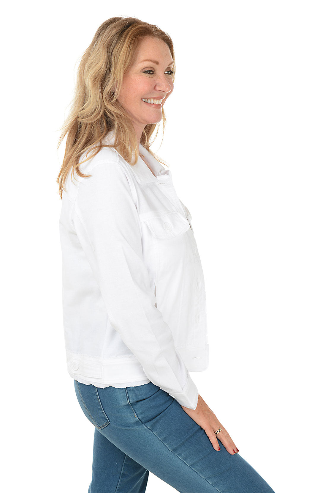 Distressed Button Front Denim Jacket for Women - Vintage Washed Frayed Edge Casual Outerwear for Fall & Spring Layering