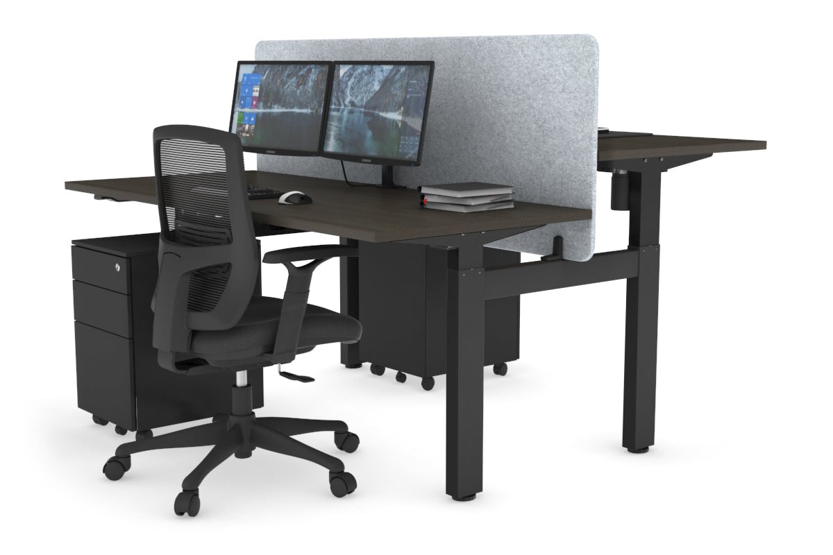 Adjustable 2-Person H Bench Workstation - Black Frame [1400L x 700W] for Office, Home, or Co-Working Spaces - Ergonomic Height Adjustment for Comfortable Seating