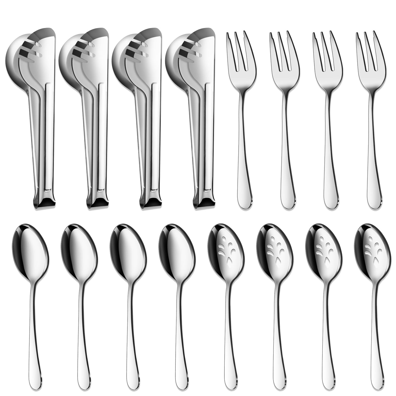 BEWOS 16-Piece Stainless Steel Serving Utensil Set - 9.1
