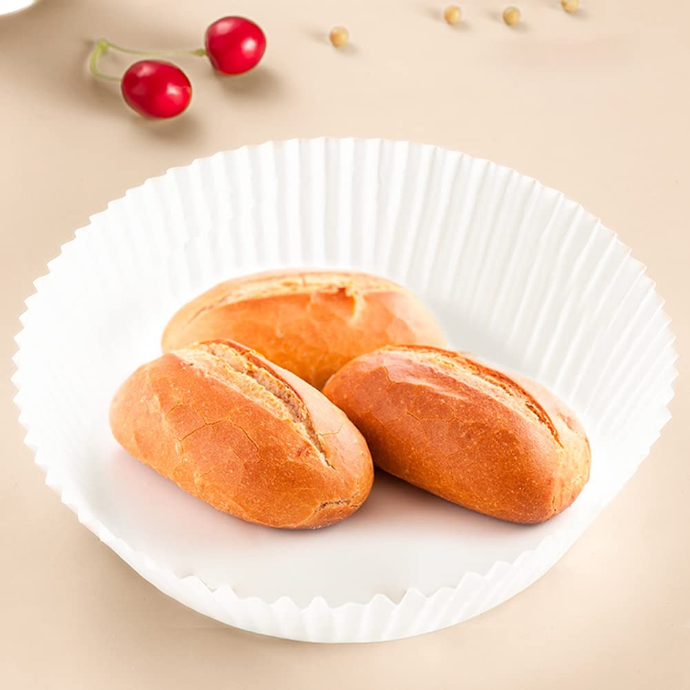 50PCS 6.3 Inch Air Fryer Parchment Paper Liners - Non-Stick, Disposable, Unperforated Round Basket Liners for Baking, Roasting & Microwave - Perfect for Air Fryers, Toaster Ovens & Countertop Cooking