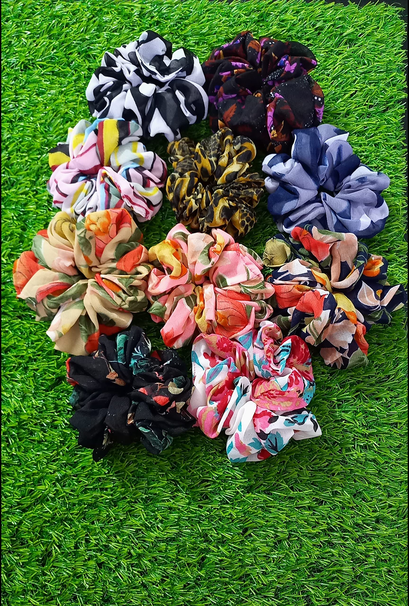 6 Pack Soft Chiffon Hair Bands for Women & Girls - Floral Hair Scrunchies & Ponytail Holders - Perfect for School, Work, Parties & Everyday Use - Gentle Hair Accessories for All-Day Comfort