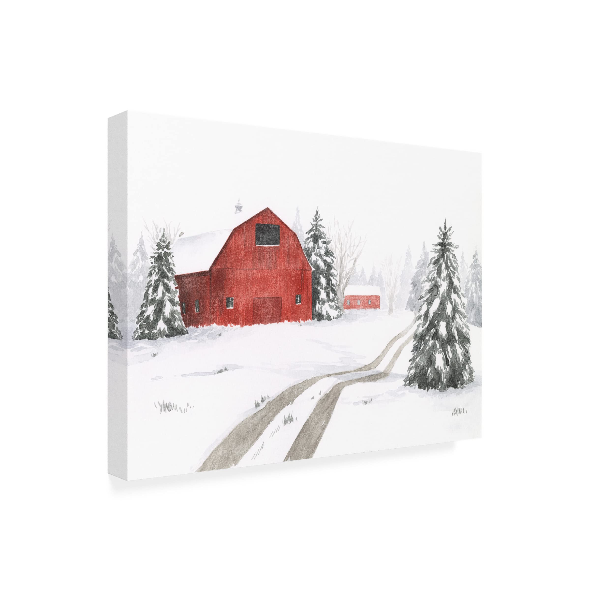 Grace Popp 'Evergreen Farm II' Framed Canvas Wall Art - Countryside Landscape Painting for Living Room, Bedroom & Office Decor