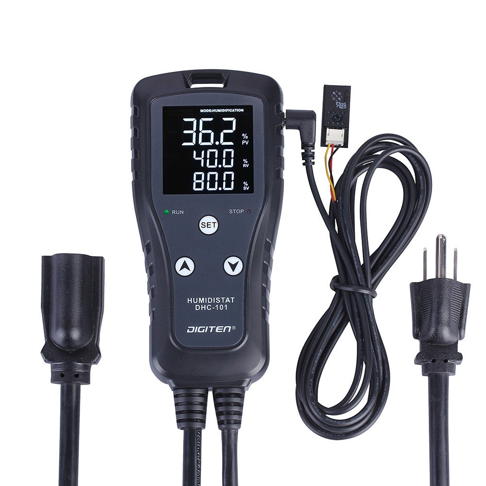 DIGITEN DHC101 Digital Humidity Controller with Pre-Wired Outlet - Precise Reptile Terrarium, Grow Tent, Mushroom Greenhouse, Homebrew Fermentation, Humidifier & Dehumidifier Control for Optimal Environment