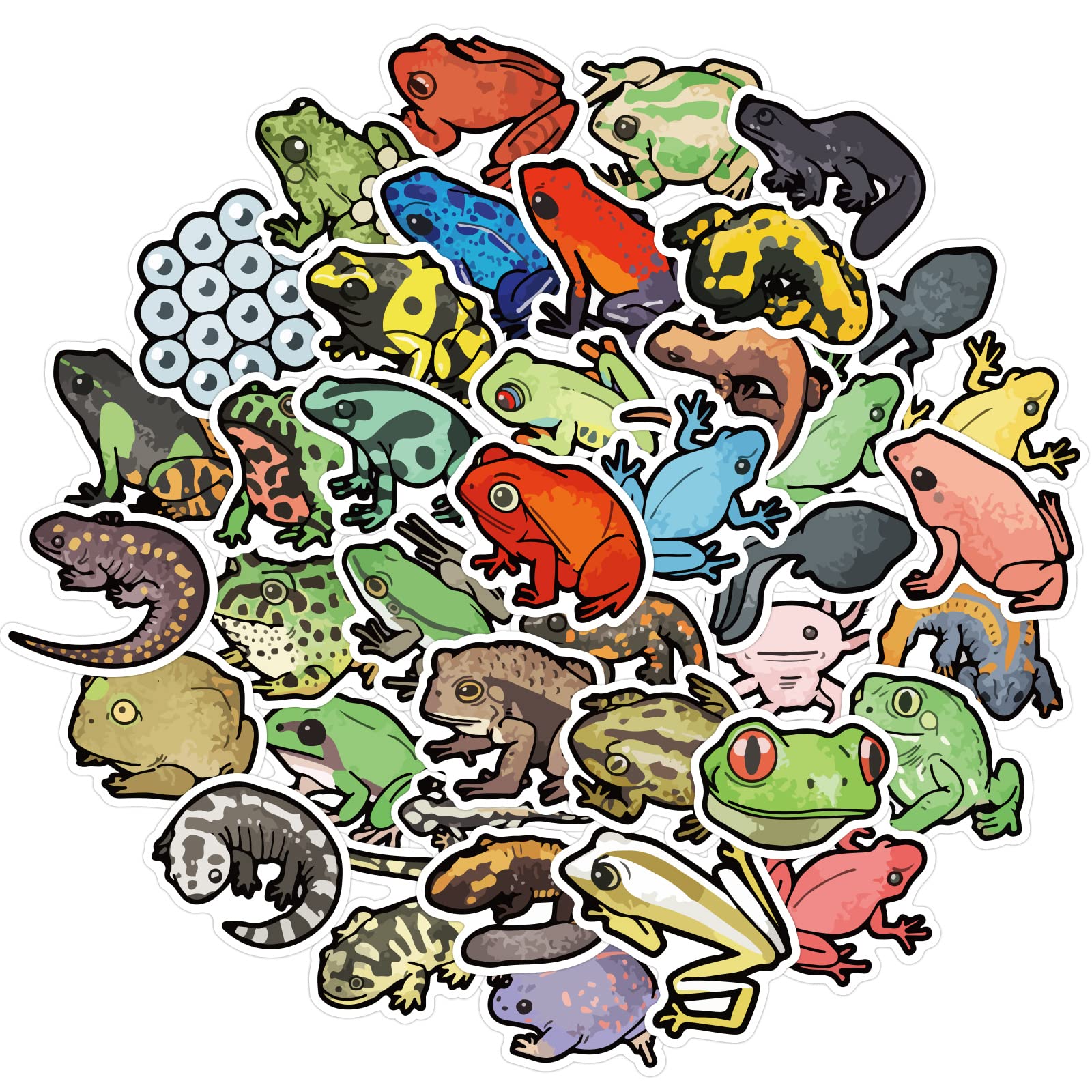 40pcs Waterproof Vinyl Frog Stickers - Cute Aesthetic Animal Decals for Scrapbooking, Laptop, Water Bottle, Skateboard & Hydroflask | Perfect for Kids, Teens & Adults - Durable Outdoor & Indoor Decor