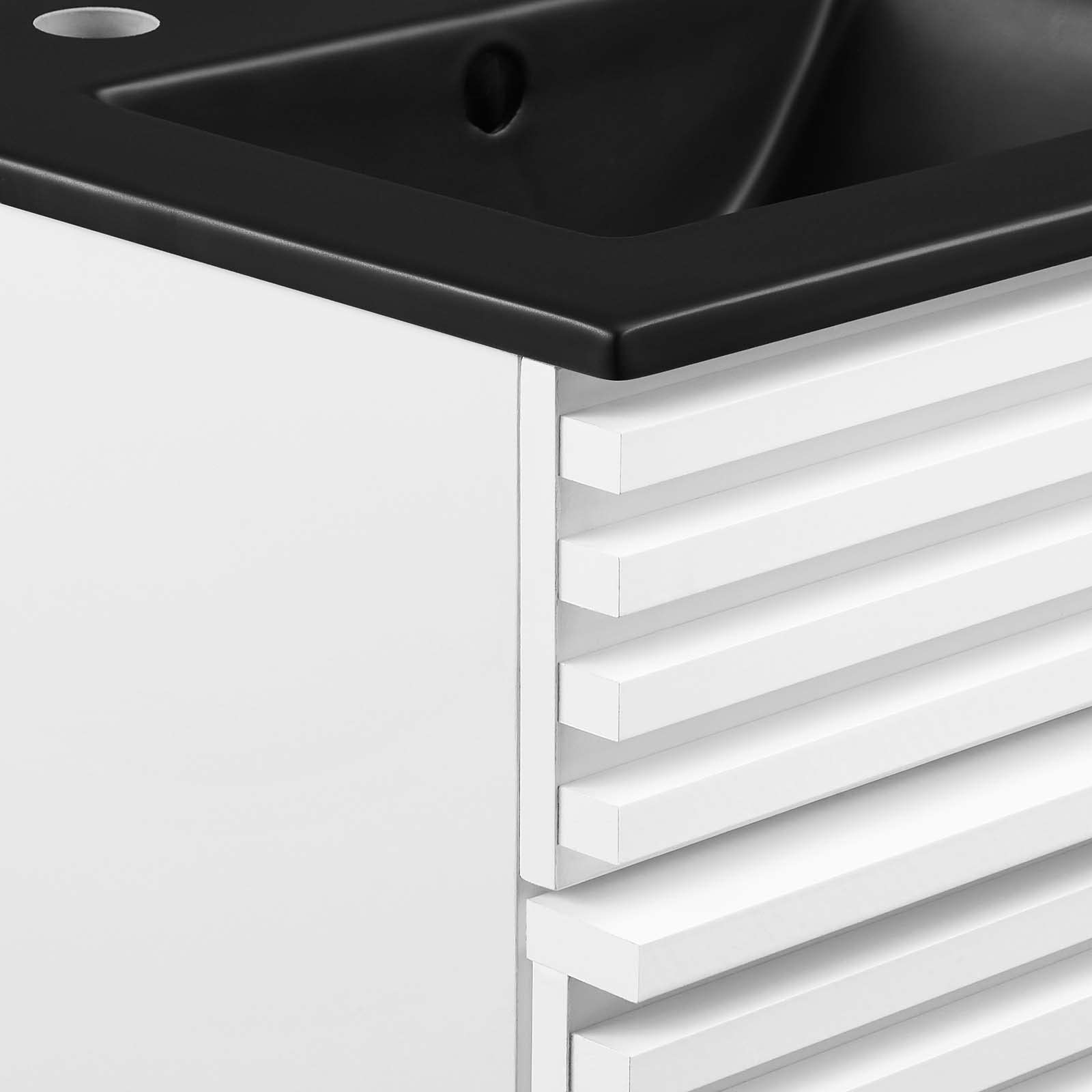 Modway Render 18 Inch Modern Bathroom Vanity with White Ceramic Sink & Black Finish - Perfect for Small Bathrooms, Powder Rooms & Apartment Remodels